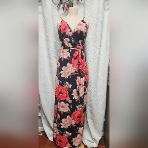 Soieblu Orange and Pink Halter Maxi Sundress